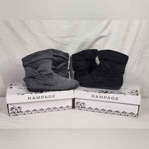 NEW Rampage Faux Suede Boots Bundle Of Two Buckley Grey & Black Size 6 1/2